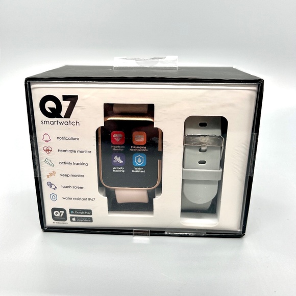 Q9 Smartwatch Gold With Gray & Pink Interchangeable Straps - Picture 1 of 5